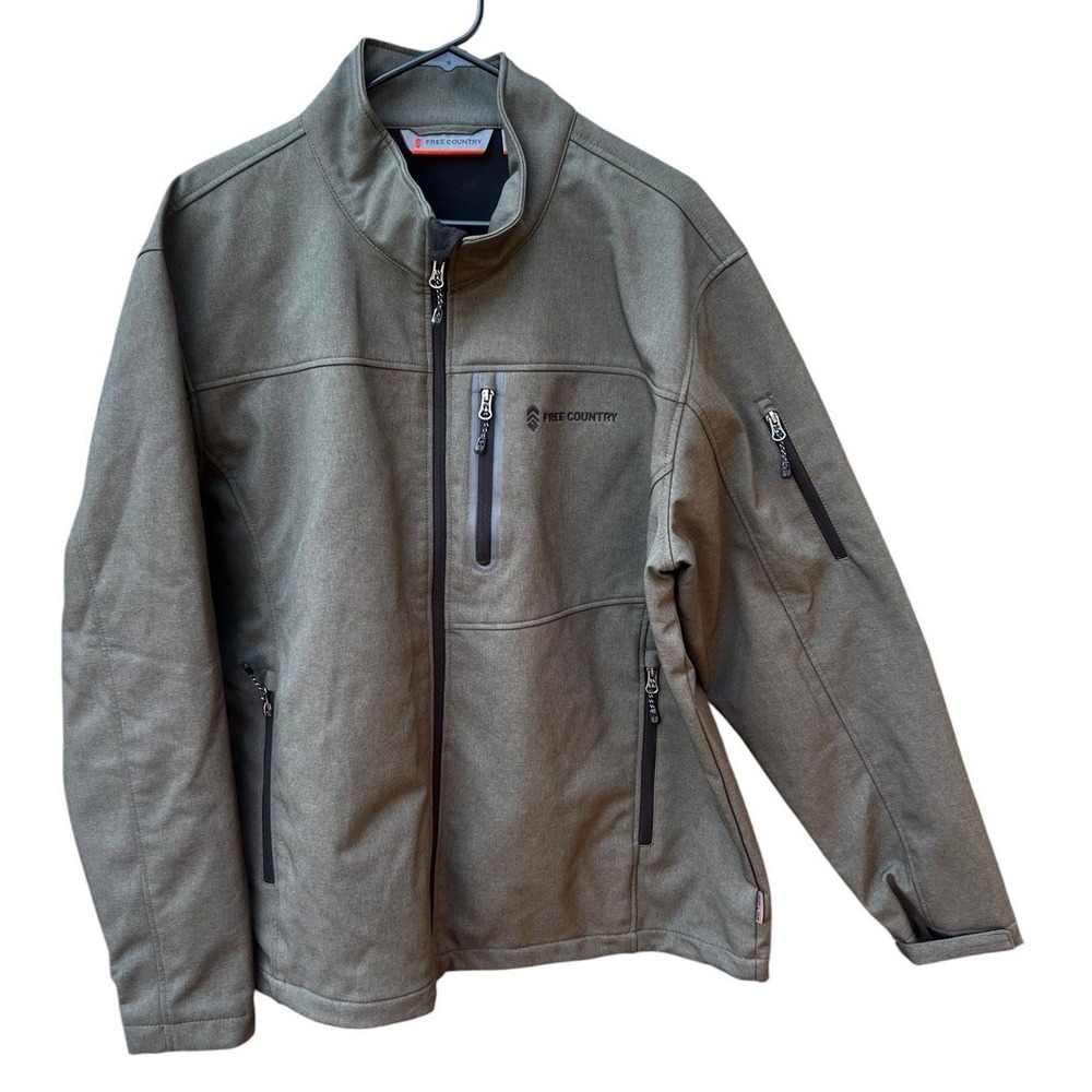 Free Country Mens XXL Olive Soft Shell Jacket Water Resistant Fleece Lined Zip